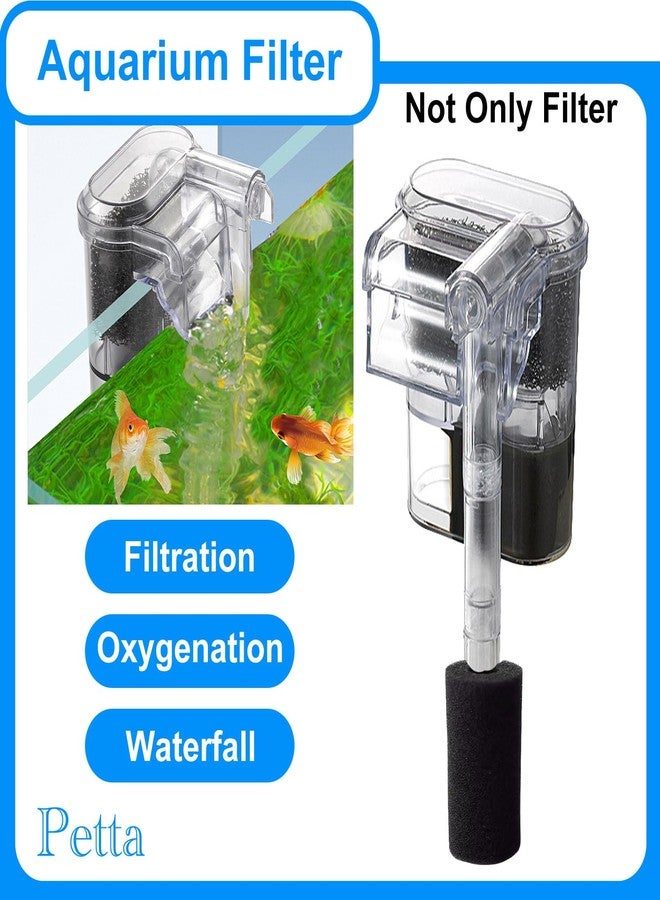 Petta Slim Aquarium Filter,Quiet Hang on Back Fish Tank Filter for 3-10 Gal Aquariums with 1 Pre-Filter Sponge ，Adjustable Flow，250L/H - Image 2